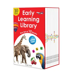 Caixa personalizada com 10 livros para crianças, livro de história em inglês para aprendizagem, livros ilustrados em inglês, impressão offset em papel