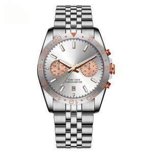 Montre de plongée professionnelle pour hommes avec cristal saphir Montre de sport mécanique chronographe d'affaires de luxe en acier inoxydable OEM ODM - Product Image 4