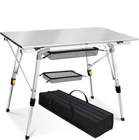 Table de pique-nique pliable en aluminium portable, légère, pour le camping, le travail en extérieur, finition résistante aux UV, design moderne