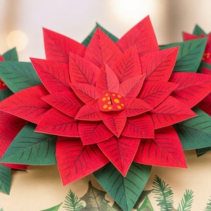 Tarjeta de Felicitación Navideña 3D Pop-Up con Flor de Pascua, Hecha a Mano, de Papel, Tarjeta de Regalo Festiva de 5x7 Pulgadas, Invitación Floral de Temporada - Product Image 4