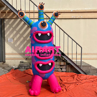 Monstre gonflable géant de dessin animé, décoration de monstre gonflable jaune pour les décorations de bâtiments commerciaux