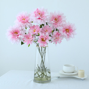 Flores Artificiales de Dalia Azules de Seda con Tallo Individual para Decoración del Hogar y Bodas - Product Image 3