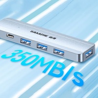 SAMZHE Hub de Expansión USB 3.0 de 350 MB/s, Divisor de 4 Puertos, Adaptador Extensor Multipuerto, Cable de Extensión para Computadora Portátil
