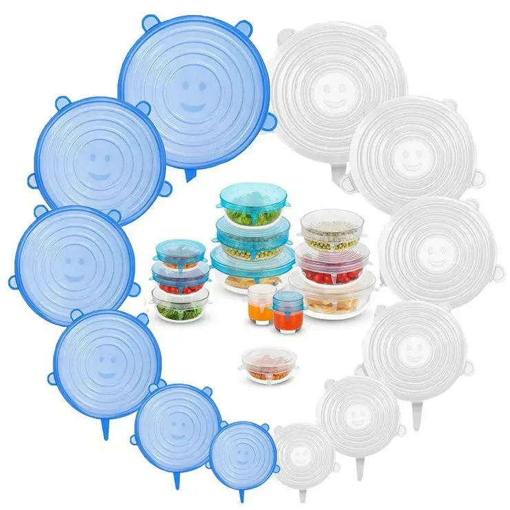 6 Pack Various Sizes Silicone Stretch Lids Reusable Seal Stretch Covers deckel für Containers