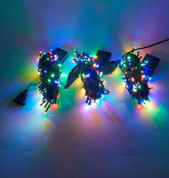 Guirlandes lumineuses LED multicolores à fil noir, lumières féériques étoilées, guirlandes lumineuses de Noël pour la maison, le jardin, la décoration des fêtes