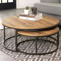 Plateau de table en MDF de 18mm de largeur avec cadre en métal noir Ensembles de table basse avec revêtement en poudre pour hôtel appartement