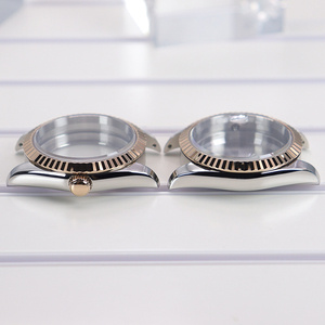 Boîtier en or personnalisé 36mm Lady <span class=keywords><strong>Vintage</strong></span> NH35 modifié <span class=keywords><strong>lunette</strong></span> cannelée pièces de montre pour Seiko NH34 NH36 NH38 Miyota 8215 cadran de mouvement - Product Image 6