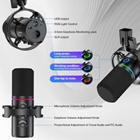 Microphone dynamique professionnel ONELEADER USB Type-C/XLR avec éclairage RGB WM8, suppression du bruit, haute définition, cardioïde, pour le gaming et le direct