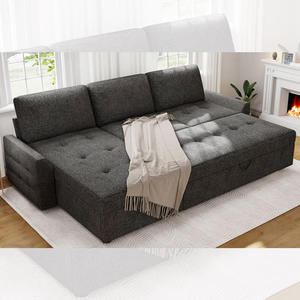 PZCN HOME Ensemble de canapés modulaires de luxe en forme de L canapé-lit convertible beige avec chaise de rangement - Product Image 2