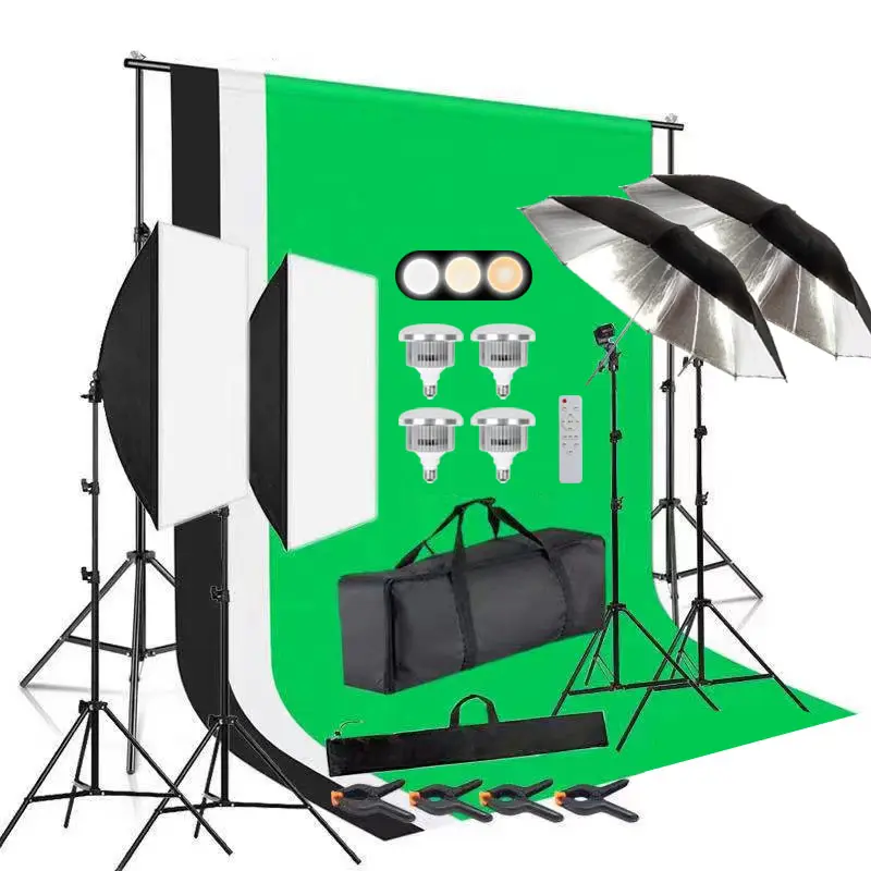 2x3M Kit de iluminación de fotografía 50-70cm Softbox con bombilla LED para accesorios de estudio fotográfico