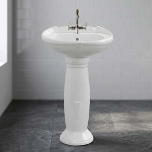 Lavabo sur pied en céramique blanche Vinus pour salon de coiffure, salle de bain, usage commercial - Product Image 3