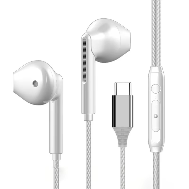 Type-C Wired Braided Wire 1.2m In-ear Earphones 3.5mm Round Jack Digital Gaming Headset Microphone Subwoofer Noise Reduction