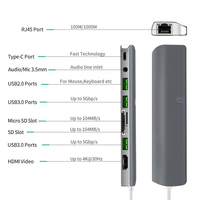 Multi 9 Ports USB 3.0 HUB Station d'accueil HD-MI USB C Splitter PD100W Charge rapide Type C Câble Support Lecteur de carte 3.5MM Audio