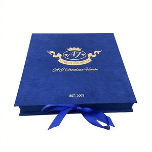 Rallonge magnétique de luxe en gros de boîte de chocolat couverture en velours de feuille d'or logo personnalisé revêtement UV stratification brillante sans danger pour les aliments - Product Image 3