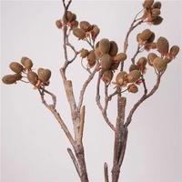 Vente en gros de fleurs artificielles branche de baies de kiwi en plastique vert brun branches artificielles pour la décoration de fête de mariage à la maison