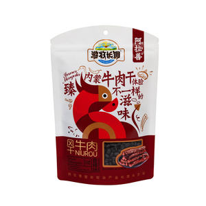 שקיות ניילון עומדות עם סגירת זיפר, חסינות לשמן, עם חור לתלייה, לאריזת בשר מיובש וחטיפים. - Product Image 6