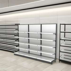 Étagères de supermarché personnalisables en bois et en métal, rayonnages de présentation de vente au détail robustes pour les épiceries et les centres commerciaux - Product Image 4