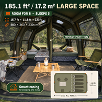 Tente gonflable Coody 17.2 Familia Pro Air - Vert armée, grande tente tunnel en coton facile à monter pour fêtes, camping en famille