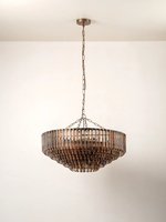 Lustre large à 9 lumières en bronze et verre chocolat fumé