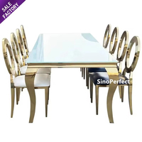 Chaise à dossier en O en acier inoxydable doré, ensemble table et chaises de luxe pour mariage et événements – Offre Spéciale