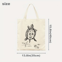 Sac fourre-tout en toile à motif écaille de tortue avec logo personnalisé pour femme, idéal pour le quotidien, le shopping et les voyages scolaires