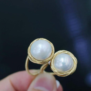 Handmade 14K Gold Filled Ring, Natural 10-11mm Edison Pearl, Ultra High Luster Smooth Skin Fine Pearl Jewelry for Women - Product Image 4
