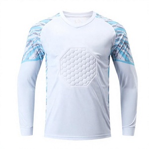 Maillot de football pour homme à col en V, logo frontal, rembourré, imprimé géométrique, respirant, en polyester, uniforme de gardien de but, manches longues, coupe ajustée personnalisée - Product Image 1
