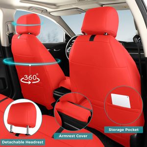 Personalizzato per <span class=keywords><strong>coprisedili</strong></span> in pelle Nappa 2016 2021 <span class=keywords><strong>Honda</strong></span> <span class=keywords><strong>Civic</strong></span> Set completo personalizzazione degli interni rosso brillante con protezione - Product Image 2