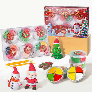 Kit d'argile sèche à l'air de Noël-Argile à <span class=keywords><strong>modeler</strong></span> pour enfants, ultra légère et douce, sûre et non toxique, kit de magie de bricolage avec outils de sculpture - Product Image 1