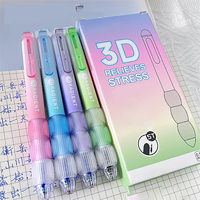 Lot de 4 stylos gel effaçables dégradés de haute qualité, style 3D, pour étudiants, pointe neutre 0,5 mm, promotion