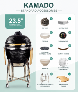 Barbecue Kamado Auplex en céramique, fumoir, 23,5 pouces, grill au <span class=keywords><strong>charbon</strong></span> de <span class=keywords><strong>bois</strong></span> pour extérieur et jardin - Product Image 2