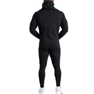 Survêtement de sport en molleton uni avec fermeture éclair, logo personnalisé, de haute qualité, jogging pour homme, sweat-shirt à capuche - Product Image 2