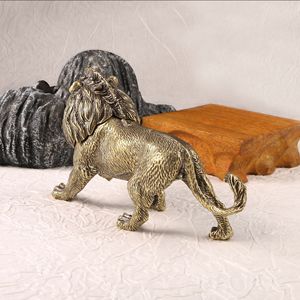 Artigianato in bronzo, re della prateria, grande leone, ornamenti in ottone, decorazioni per la casa - Product Image 4