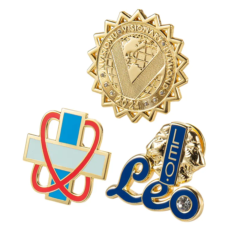 China Fabriek Naamplaatje Badge Met Pinnen Uniek Bulkbedrijf Corporate School Logo Beveiliging Zacht Hard Goud Zilver Metalen Broche Pin