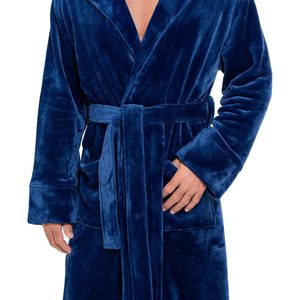 Bata de felpa con capucha para hombre, bata de baño larga y suave de terciopelo con cinturón y bolsillos, ropa de dormir cómoda para hombre, bata personalizada de fábrica. - Product Image 5