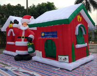 Nouvelle Maison de Noël Gonflable 4x4m pour Extérieur, Décoration de Fêtes, Grotte du Père Noël Festive, Présentation d'Événements, Installation Facile, Protection UV