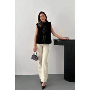 Gilet en velours noir pour femme, vêtement d'extérieur sans manches, chaud pour l'hiver - Product Image 3