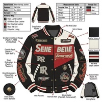 Blouson universitaire en cuir et peluche color block OEM, avec patchwork de logos personnalisés et broderie de sequins, pour homme, style aviateur, collection automne