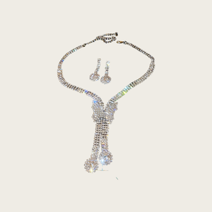 יהלום יוקרתי לנשים כוכב לב בצורת פרפר בצורת רינסטון בצורת טיפה תליון עגילי שרשרת תכשיטים מעוצבים בהשראת סטים - Product Image 5