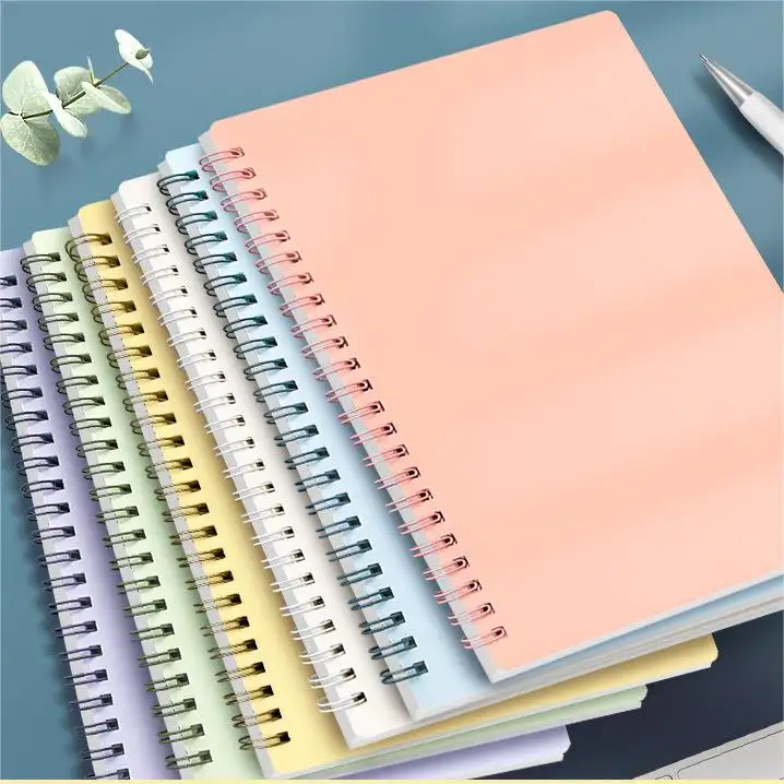 Impresión personalizada papel artístico Tapa dura espiral encuadernación diario bobina cuaderno A5 barato