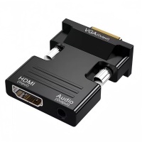 Adaptor VGA Monitor Komputer Port Audio 3.5mm untuk Output Sumber HDTV untuk Video 1080P Kompatibel Laptop Proyektor Female untuk HDTV