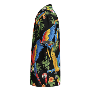 Chemise hawaïenne unisexe à boutons avec motif d'oiseaux tropicaux noirs - Product Image 1