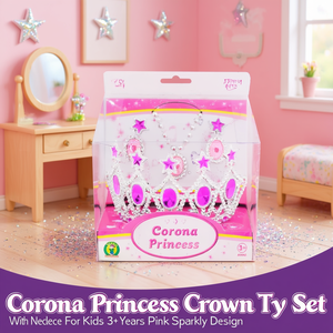 Ensemble de jouets couronne de princesse Corona avec collier pour enfants de 3 ans et plus, design rose scintillant - Product Image 3