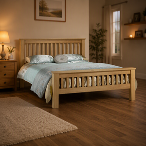 Modernes Klassisches Massivholz-Bettgestell BestBuy LI010 - Robuste Konstruktion Vollständig Gefederte Lattenrost-Basis Platzsparend Komfortabel - Product Image 1