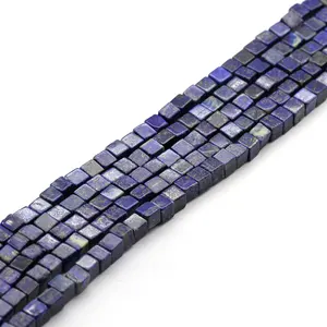 2023 New Wholesale Natural Stone Beads Lapis Lazuli Import Bead Beadwork DIY Bracelet Accessories 3x3mm,4x4mm Cube Lapis Lazuli