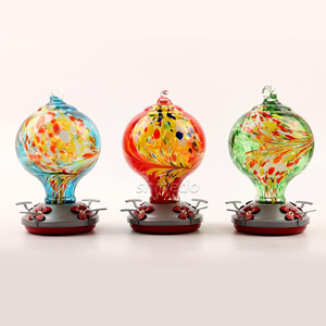 Mangiatoia per colibrì in vetro dipinto da giardino sospeso dispositivo per bere uccelli selvatici in vetro soffiato a mano colibrì mangiatoia per acqua e miele - Product Image 6