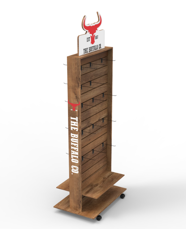 Apache Custom Logo Retail Brand Store Display Racks for Pet Shops & Supermarket Pet Food Snack Double-sided Wood Stand — view 3