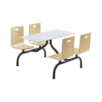 Moderne Restaurantmöbel Esstisch und 4 Stühle Set mit Marmorplatte Metallrahmen Wasserdicht & Langlebig
