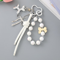 Porte-clés personnalisé en forme d'animal (chien, éléphant), avec perles colorées et pompon, et breloques faites main pour sacs et téléphones (balle de tennis, cœur, pastèque)