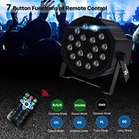 Équipement d'éclairage de scène professionnel 18W RGB Wash LED Uplights Par lumière 8 canaux DMX 512 IP65 effet stroboscopique
